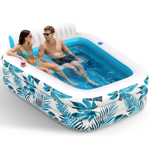 Inflatable Pool for Adults,Blow Up Pools with Backrest & Cup Holders XL Thickened Outdoor Family Spa Tub Kids Cool Swimming Pool for Backyard, Beach, Summer Water Parties
