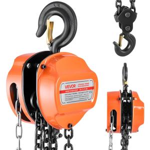 VEVOR Hand Chain Hoist, 3 Ton 6600 lbs Capacity, Manual Chain Block with Upgrade G80 Galvanized Chain, 10 ft Lifting Height, Heavy Duty Pulley Hoist for Garage Warehouse Automotive Machinery, Orange