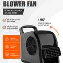 Blower Fan for Drying Cooling and Ventilating, Air Mover for Home Garage Workshop and Job Site Use, Air Mover Blower Fan with 185 Rotation, 3 Speeds, 2 AC Outlets, Black