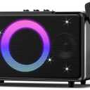 GFEEN Party Bluetooth Speaker: 100W Peak Loud! Deep Bass, 15H Playtime, Large Wireless Speakers, Powerful Sound, Light Show, Fast Charging for Outdoor, Backyard, House(Silver with 1Mic)