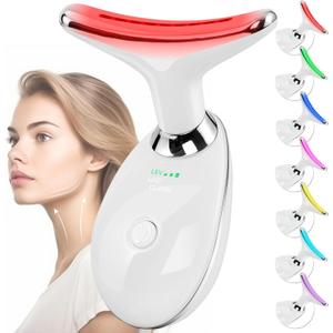 Facial Massager Red-Light-Therapy-for-Face and Neck, Face  culpting Wand with 7 Color (Light White)