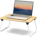 ZEAPTAC Laptop Bed Desk, Foldable Lap Desk, Portable Laptop Stand, Lightweight & Mini Table for Breakfast/Picnic/Drawing/Couch/Floor - Wood