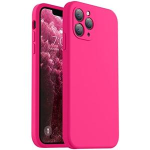 Vooii Compatible with iPhone 11 Pro Case, Upgraded Liquid Silicone with [Flat Edges] [Camera Protection] [Soft Anti-Scratch Microfiber Lining] Phone Case for iPhone 11 Pro 5.8 inch - Hot Pink