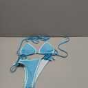 SHENHE Women's 2 Piece Triangle Tie Side Beach Bikini Sets Geo Print Halter Swimsuit Bathing Suit (Mint Blue, Small)