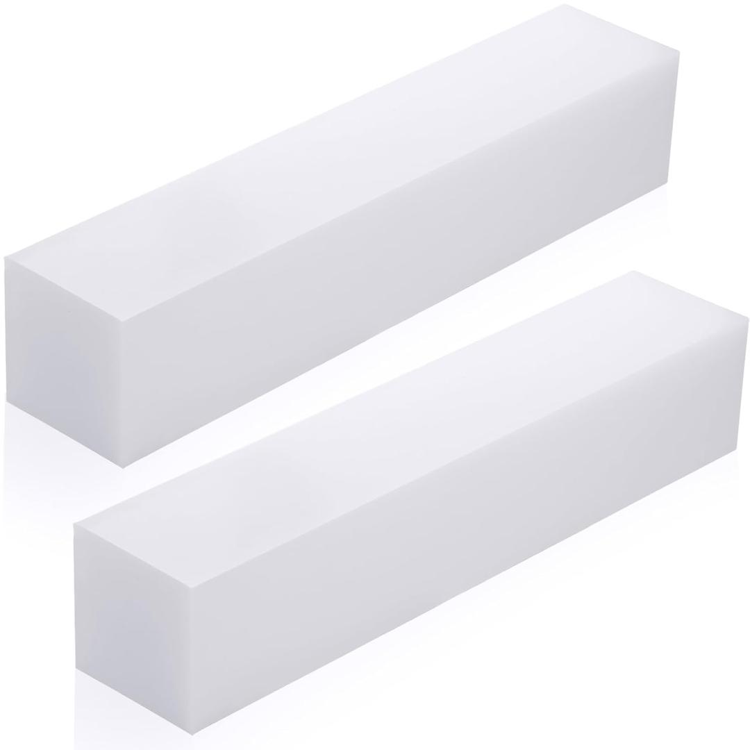 Landical UHMW Tapping Block Rectangular Ultra High Molecular Weight Polyethylene Solid Plastic Blocks for Machining Engineering Flooring Home DIY Projects(12" x 2.4" x 2.4", 2 Pcs)