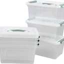 Kiddream 6-pack Clear Plastic Storage Bins with Lids, Latching Storage Box Container (Green)