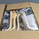 30 Pack 14.5" Natural Wooden Pants Hangers, Clothes Display Wood Skirt Hanger Bottom Hangers Metal Adjustable Clips Hanger for Slacks, Jeans, Shorts