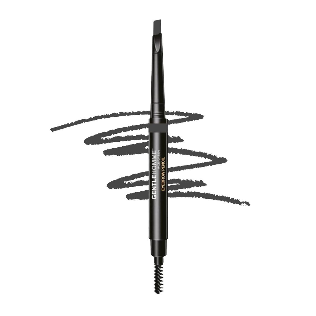 Mens Eyebrow Pencil Medium Brown, Easily Shape Define Fill Eyebrows or Facial Hair, 2 in 1 Brush And Ultra-Thin Pencil, Waterproof Smudge Proof Sweat-proof, Durable and Long Lasting (Gray)