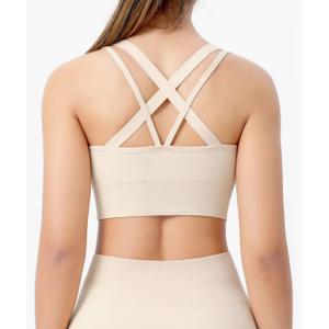 Sports Bras for Women, Criss-Cross Back, Adjustable Wire-Free Medium Support Workout Bra with Removable Cups, XXL