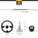 Boats Steering System, 10ft Cable Outboard Steering Kit 3/4" Standard Tapered Shaft, Boat Steering Control Cable for Yachts, Fishing Boats and Other Watercraft - with Steering Wheel