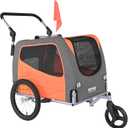 VEVOR Dog Bike Trailer, Supports up to 66/88/100 lbs, 2-in-1 Pet Stroller Cart Bicycle Carrier, Easy Folding Cart Frame with Quick Release Wheels, Universal Bicycle Coupler, Reflectors, Flag
