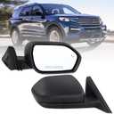 Right Passenger Side Mirror Compatible With 2020 2021 2022 2023 2024 2025 Ford Explorer With Manual Folding Power Glass Blind Spot Black Replace#LB5Z17682AA(5Pins)
