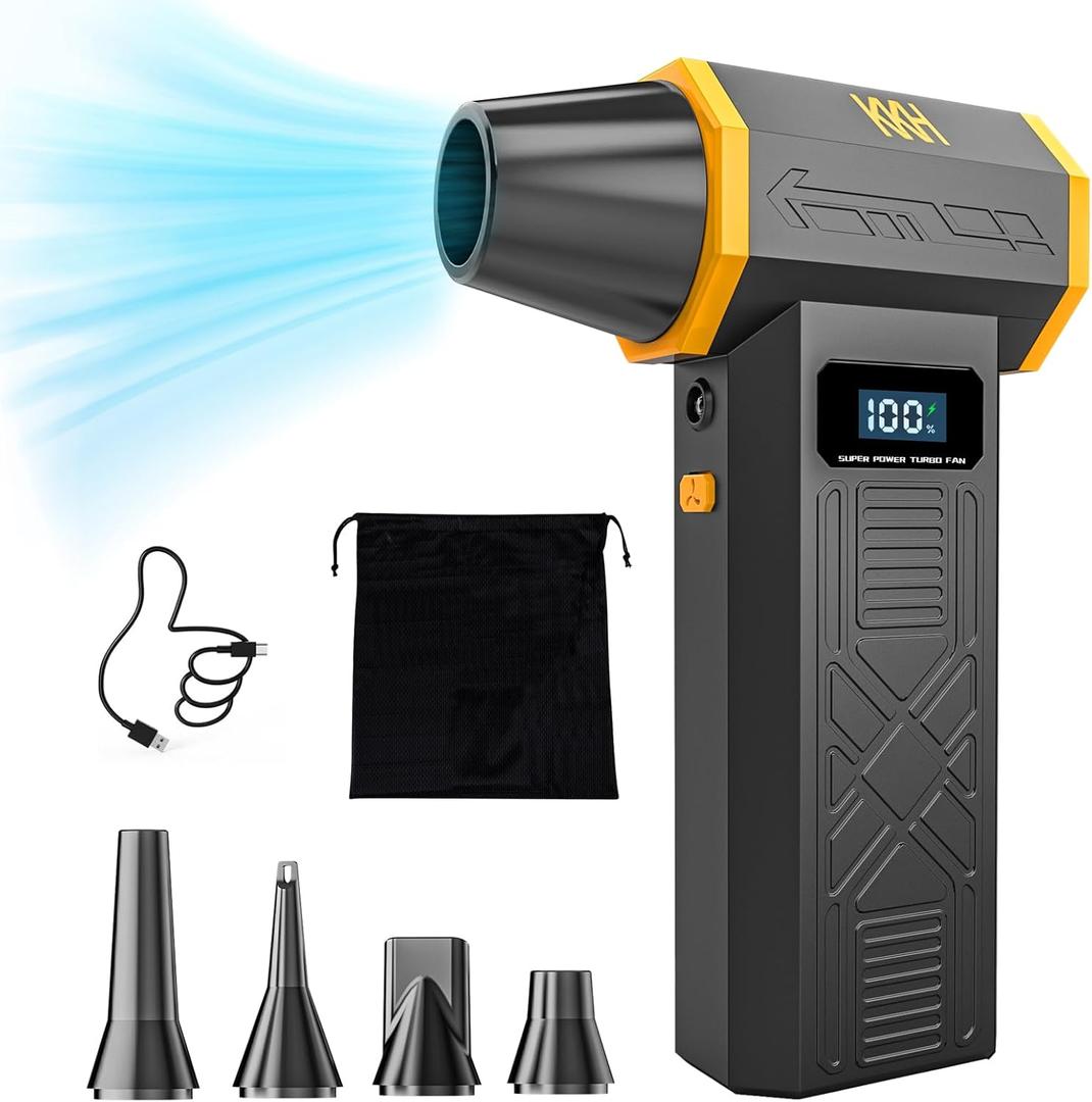 KKH Portable Electric Air Duster with Led Light, Powerful 120000RPM 4 Speed Adjustable Mini Turbo Blower for Cleaning, Rechargeable Cordless Dusters for Home Car Outdoor PC Computer Keyboard
