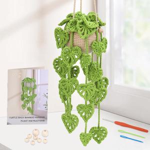Kogyxe Beginners Crochet Kit, Amigurumi Crochet Starter Kits w Step-by-Step Video Tutorials, Hanging Potted Plants Knitting Starter Pack for Beginners Decoration, Plants Family (40%+ Yarn)