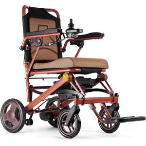 Electric Wheelchairs for Adults Foldable Lightweight at Only 35lbs, 500W Dual Motors Motorized Wheelchairs for Seniors, All Terrain Travel Powered Wheel Chairs, Support 250 lbs, Brown