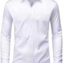 ROUWELL Men’s Wrinkle Free Dress Shirts Regular Fit Long Sleeve Non Iron Business Casual Wedding Stretch Button Down Shirt 2XL