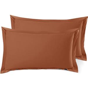 Nestl Soft Pillow Shams Set of 2 - Double Brushed Microfiber Pillow Covers - Hotel Style Premium Bed Pillow Cases, with 1.5 Decorative Flange, King 20"x36" - Rust