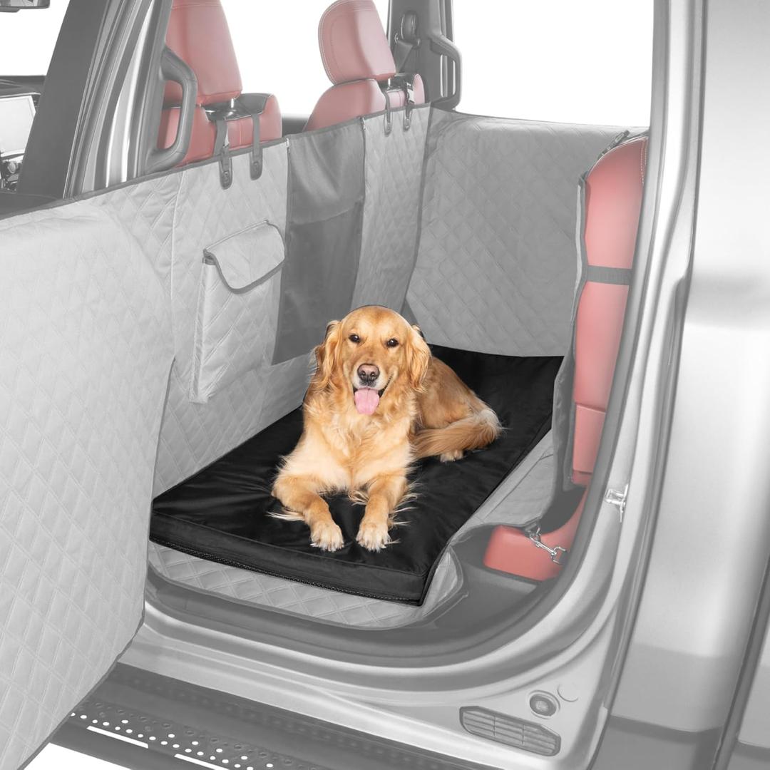 Ruff Liners Truck Back Seat Dog Bed Cushion, Extra Large Black  As Seen on Shark Tank  for Large Seat Extender & XL Floor Cover  Waterproof, Machine-Washable  Backseat Dog Bed with Rebound Foam