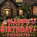 Yerliker 16 Pcs Happy Birthday Yard Signs with Stakes, 32.8 ft LED Lights, 42 Pcs Number Stickers, 13.4 Inch Letters Signs for Birthday Party Supplies Yard Lawn Outdoor Decoration (Red)