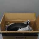 FURWOO Short Round PU Leather Shop Stool - Padded Stool for Salon,SPA,Manicure and Vanity - Small Black