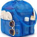 Mesh Shower Caddy Portable with Drawstring, Dorm Room Essentials for College Girls Guys, 8-Pocket Extra Large Shower Bag Basket Tote for Camping Beach Gym Travel Toiletry Bathroom