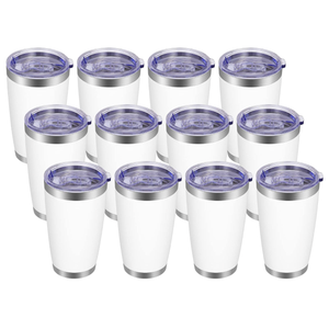 VEGOND 20oz Tumbler Stainless Steel Tumbler Cup with Lid And Straw Vacuum Insulated Double Wall Travel Coffee Mug(White 6 Pack)