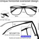 MARE AZZURO Blue Light Blocking Reading Glasses Men Large Square Computer Readers 0 1.00 1.25 1.50 1.75 2.00 2.25 2.50 2.75 3.00 3.50 4.00 5.00 6.00 (Black 2.5)
