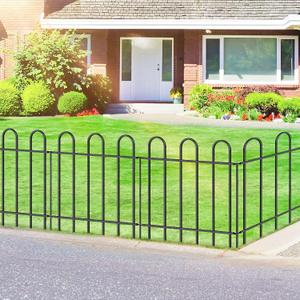 FOREHOGAR Metal Garden Fence 24 in H x 16 ft L, No dig Garden Border Yard Fencing, Dog Fence Outdoor Temporary Animal Barrier for Flower Bed Lawn and Patio, 8 Panels + 9 Stakes Black