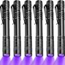 Honoson 6 Pieces UV Black Light Flashlight Small Blacklight Flashlights Pen Lights for Leak, Pet Urine, Hotel Inspection, Dry Stain and Dye Detector, 5.2 Inches Long
