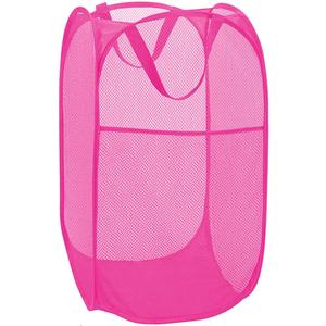 Deluxe Strong Mesh Pop up Laundry Hamper Basket with Side Pocket for Laundry Room, Bathroom, Kids Room, College Dorm or Travel Blush (1 pack)