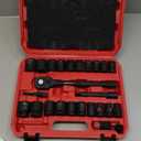 1/2" Drive Socket Wrench Set: 25-Piece SAE & Metric Impact Socket Ratchet Wrench Tool Set Socket Assortment with Storage Box for Repair Mechanic Garage