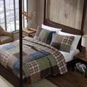 Eddie Bauer - Full/Queen Quilt Set, Premium Cotton Reversible Bedding with Matching Shams, Patchwork Luxurious Bedding Set (Classic Patchwork Green, Full/Queen)