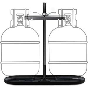 RV Dual Propane Tank Cylinder Rack for Camper and Travel Trailer for 20lb Tanks, Black,