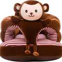 Baby Support Seat, Cute Baby Sofa Chair for Sitting Up, Comfy Plush Infant Seats (Monkey,W17.5 x H17.5)