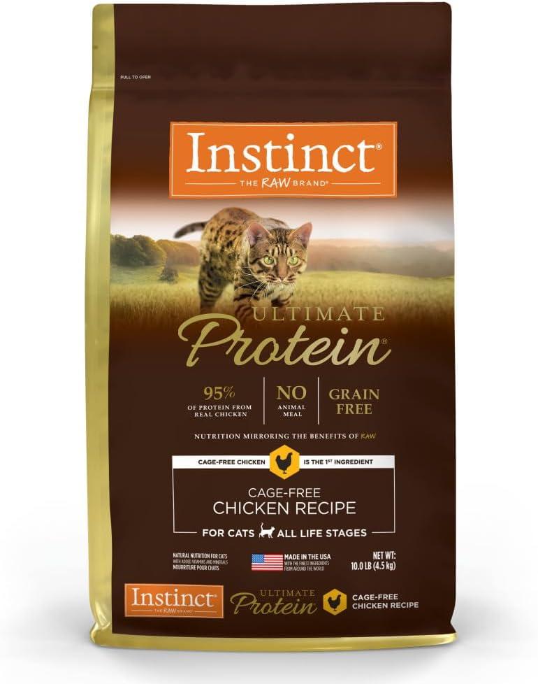 Instinct Ultimate Protein Grain Free Cage Free Chicken Recipe Natural Dry Cat Food, 10 lb Bag, BB Date 02/06/27