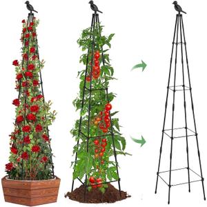 MYMULIKE 2Pack Garden Trellis for Climbing Plants Outdoor Indoor Pot 67'' Cucumber Trellis for Climbing Plant Support for Climbing Vegetables Plants Garden Obelisk Trellis Tomato cage & Climbing Rose