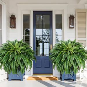 MARTINE MALL 2Pcs 48''/ 88 Leaves XXL Large Fake Ferns Artificial Ferns for Outdoors, UV Resistant Faux Boston Fern for Outdoor Planter Realistic Hanging Artificial Fake Plants for Porch Patio