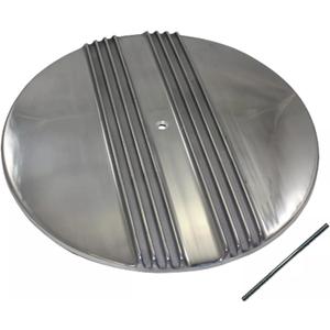 Retro Cast Aluminum 14 Inch Round Finned Air Cleaner Top Lid, Polished Aluminum Compatible With Classic Chevy Ford Street Hot Rod Rat Rod Muscle Car or Custom Car