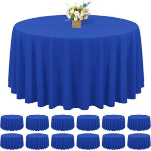 12 Pack Round Tablecloths - 120 Inch, Royal Blue Polyester Table Cover for Round Table, Stain and Wrinkle Resistant Washable Fabric Tablecloth, Polyester Tablecloth for Wedding Banquet Parties