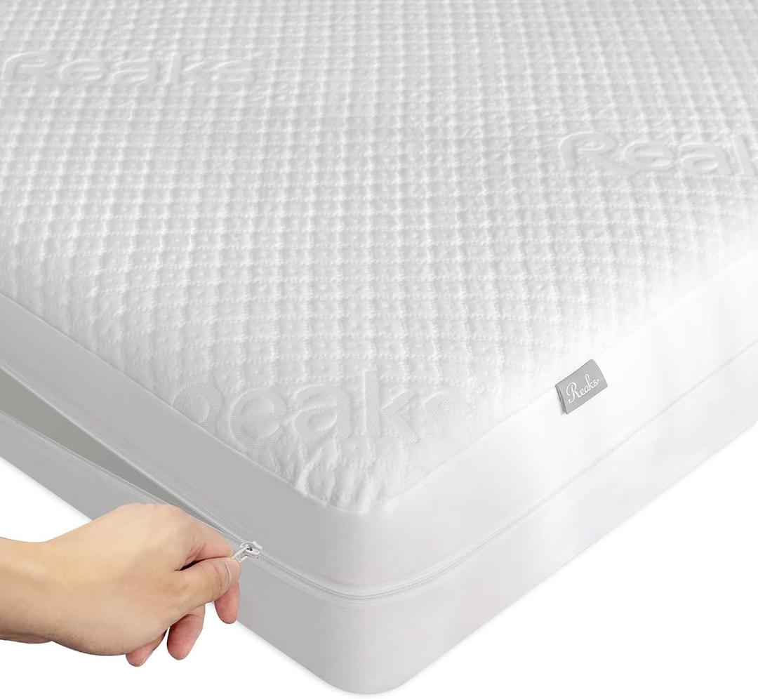 Full Size Bamboo Rayon Mattress Protector with Zipper - 100% Waterproof Zippered Mattress Cover - Soft & Cooling Noiseless Bed Mattress Covers - Top Removable Mattress Encasement 10-12" Deep