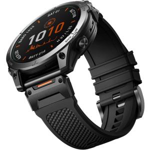 Bandletic Compatible with Garmin Fenix 5X Watch Band, Rugged Rubber Silicone Easy-Fit 26mm Band for Fenix 8 51mm/7X/7X Pro/6X/6X Pro/5X Plus/3/3 HR/Instinct 2X/Tactix/Enduro/Descent/Epix Pro 2 51mm (Black)