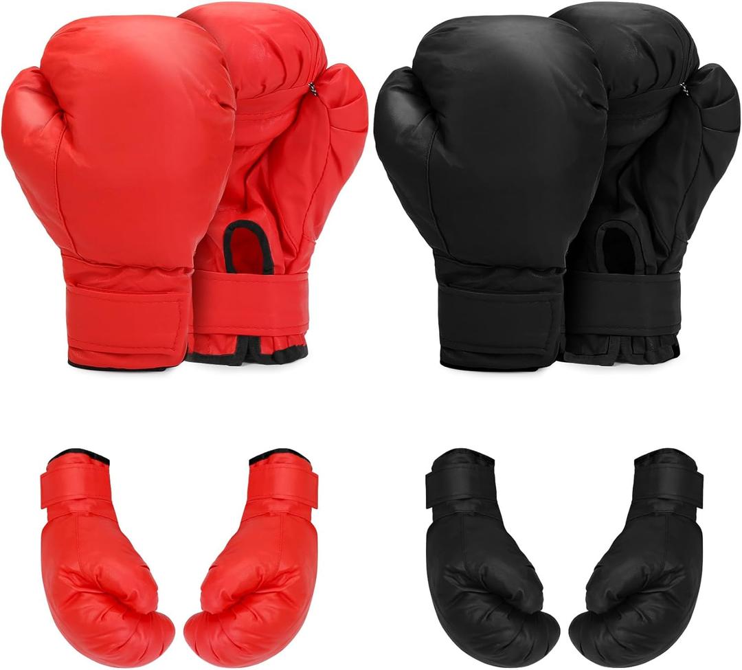 2 Pairs Boxing Gloves for Beginners & Kids, Boxing Training Gloves Suitable for Men & Women, Lightweight Shockproof Gloves for Training & Practice (Black+Red)