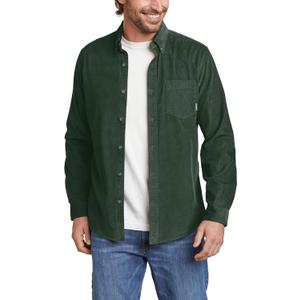 Eddie Bauer Mens Corduroy Long-Sleeve Shirt (X-Large, Dark Olive)