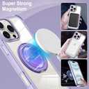 Magnetic Phone case Compatible with iPhone 16 Pro Max Case Four-Corner Shockproof with Magnetic-Ring Phone Stand Clear Purple Case