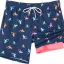 SURF CUZ Mens Swim Trunks with Compression Liner Swim Shorts 7" Swimming Trunks Stretch 7 Inch Swim Suits Quick Dry (M)