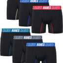 Hanes Moves Underwear, Anti-Chafe Boxer Briefs for Boys, 6-Pack (Medium, Black- Regular Leg)