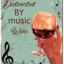 Ymyoo Metal Sign Vintage Wall Art Easily Distracted by Music and Lady Hand Art Tin Sign Paper Club 6x8inches (68inches)