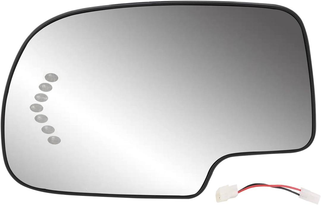 Driver Side Heated Mirror Glass Replacement for 2003-2007 Cadillac Escalade, Chevrolet Avalanche, Silverado, Suburban, Tahoe, GMC Sierra, Yukon - Exterior Side View Convex Mirror with Turn Signal