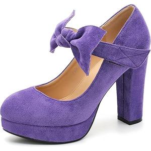 MAIERNISI JESSI Women's Bow Heel Pumps Platform High Heeled Wedding Dress Shoes, Size 38