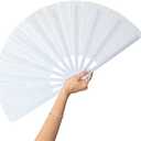 13inch Large Rave Fan Popping Fan Clacking Fans for Line Dancing,Hand Fans for Women Foldable,Boots on The Ground Fan,Portable for Outdoor,Wedding,Party,Decoration (3 Pack) Violet & White